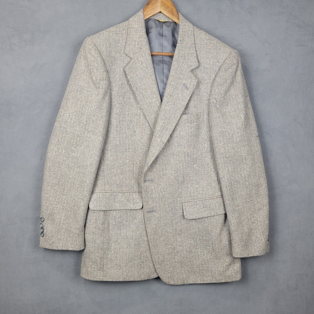 Oakton Ltd Blazer Jacket Men's 42R‎ Gray Long Sleeve Notch Lapel Single Breasted